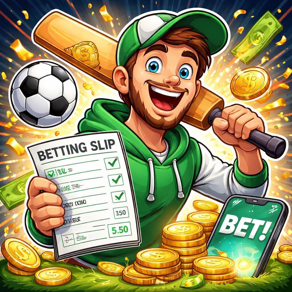 CK44.COM Bet themed cartoon sports characters with betting elements and coins